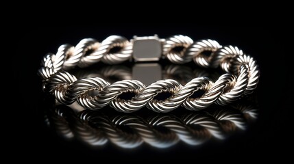 A photo of a silver rope bracelet.