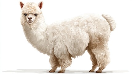 Fluffy white alpaca profile