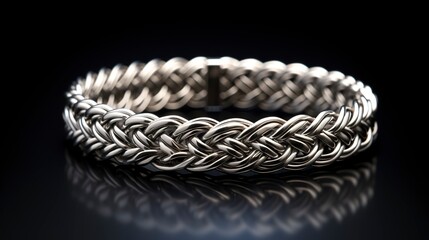 A photo of a silver rope bracelet.