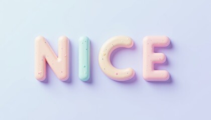 Colorful Pastel Letters Forming the Word Nice on Light Background