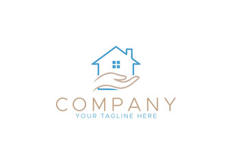 Minimalist Line Art House on Hand Logo, Simple Icon for Real Estate, or Community Service Brand Vector