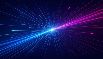 Naklejka premium Dynamic glowing triangle futuristic tunnel, cyber vector background, innovation light speed, virtual geometry pattern illustration