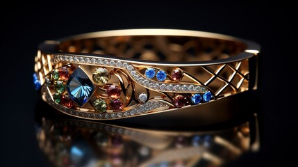A photo of a sleek cuff with crystal