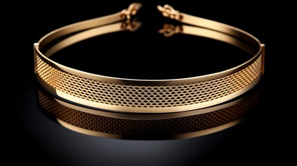 A photo of a sleek gold choker necklace