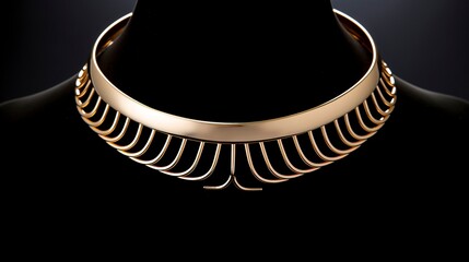 A photo of a sleek gold choker necklace. ,