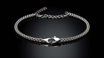 A photo of a sleek silver anklet design.