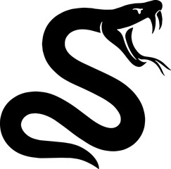 Naklejka premium Side view vector of snake striking with open fangs