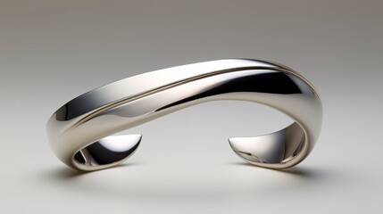 A photo of a sleek silver open cuff. ,