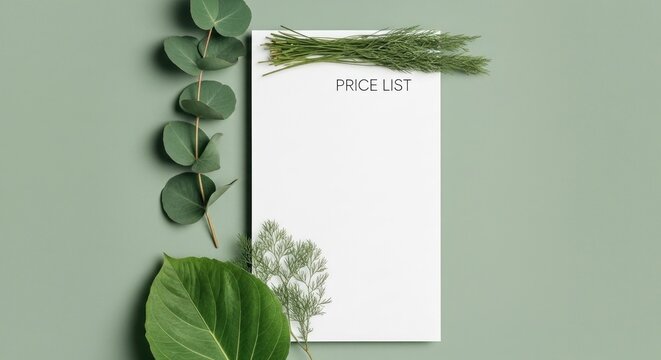 Elegant Minimalist Price List Mockup with Botanical Elements - Powered by Adobe