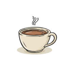 Obraz premium Hand Drawn Warm Coffee Mug Illustration with Steam Detailed Icon