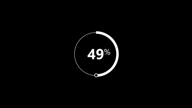 0 to from 79% loading loop animation. glowing circular progress on white background .