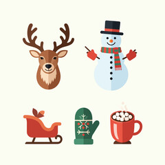 Joyful festive icons capture winter holiday spirit for seasonal celebrations and marketing campaigns.