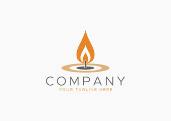 Simple Candle Flame Logo Design, Symbol for Spa, Relaxation, Light, Energy, or Home Decor Business Vector Icon