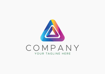 Modern Abstract Colorful Gradient Triangle Logo Design Template for Tech, Data, or Digital Companies