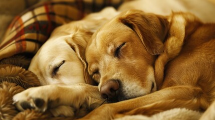 Dogs Sleeping Images, Showing scenes of dogs sleeping curled up on sofas, lying on carpets, nesting in dog beds, and snuggling with owners. Suitable for pet daily record matching images, pet product 