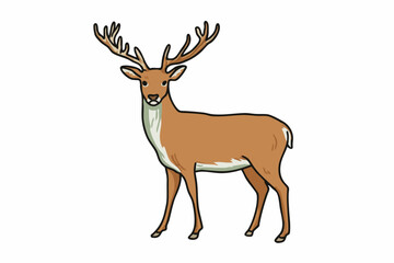 Fototapeta premium Cartoon Style Detailed Deer Illustration Woodland Animal Isolated on White