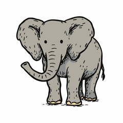 Fototapeta premium Handdrawn Cute Standing Elephant Illustration Wildlife Animal Creature Cartoon