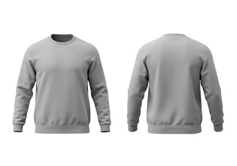 Plain Gray Crew Neck Sweatshirt Mockup - Front and Back Views, Isolated on transparent background

