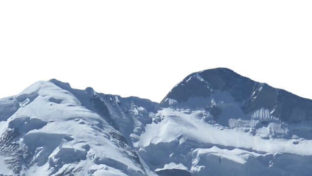 Rakaposhi Mountain in Gilgit Isolated on a White Background with Copy Text Space. Majestic Landscape Element for Travel Posters, Cultural Themes, and Nature-Inspired Designs. PNG File