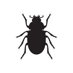 Black beetle insect silhouette vector flat illustration design on white background