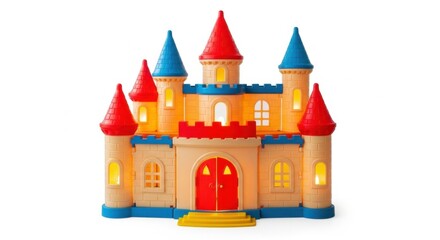 Colorful Plastic Toy Castle with Red Blue and Yellow Turrets for Children