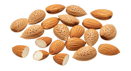 Almonds Whole And Halved Nuts On Black