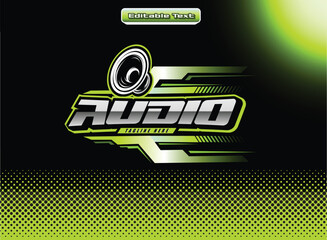 Dynamic audio logo design with vibrant neon accents perfect for music events and modern branding needs