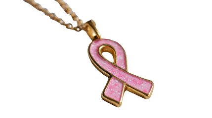 Pink Ribbon Pendant Necklace on white background