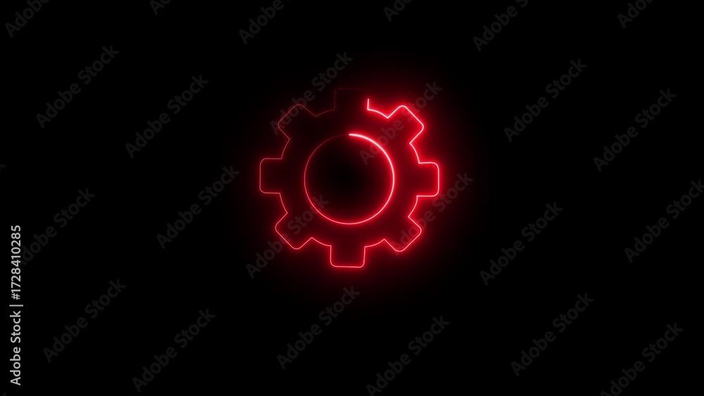Poster neon setting updating icon animation with loading bar. operating system upgrading concept, business 