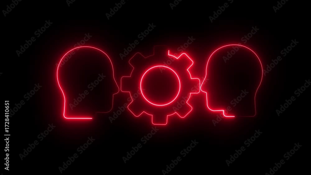 Poster profile setting .concept of business workflow and automation ,man with setting , neon setting with c