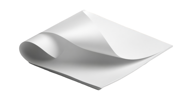 Folded white sheet of paper.  3D render