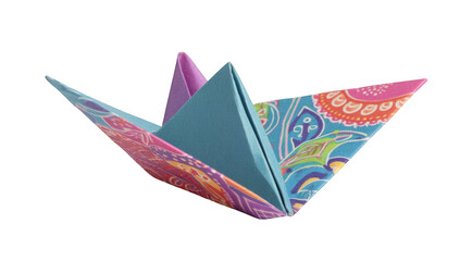 Colorful origami bird.  Folded paper craft
