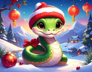 Winter Wonderland Serpent Festive Illustration