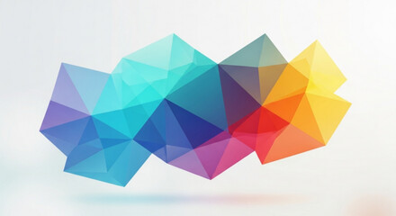 Abstract polygonal shape with vibrant colors creating a modern and geometric design element on white created with generated ai