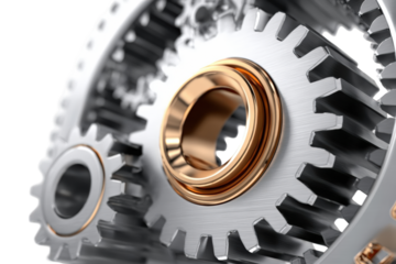 Interlocking gears in close-up