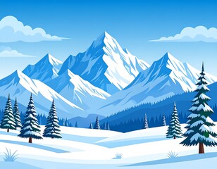 Winter wonderland snow-capped peaks serene landscape