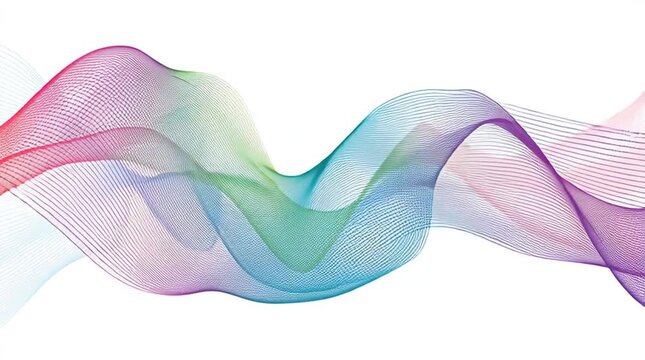 A vibrant abstract wave of colorful lines, blending shades of blue, pink, and yellow, perfect for modern design and art projects.