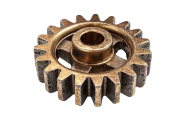 Close-up of a textured golden gear