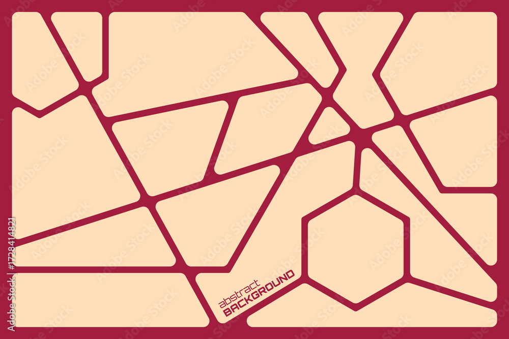 Wall mural abstract geometric red lines polyhedron background seamless rounded drawing vector illustration desi