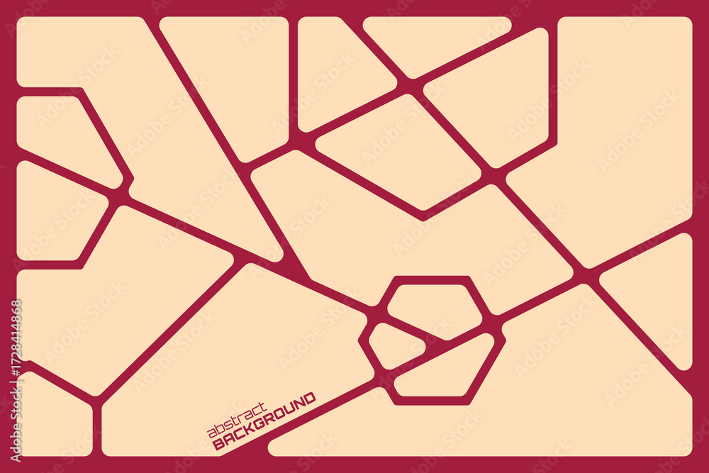 Wall mural abstract geometric red lines polyhedron background seamless rounded drawing vector illustration desi