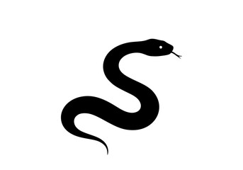 Fototapeta premium Vector art of black snake silhouette, minimalist and stylized design