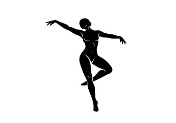 Vector art of silhouette of dancer in dynamic pose
