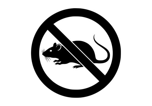 black rat prohibition sign on white clip art preview