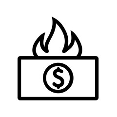 Simple Cash on Fire Burn Money Icon