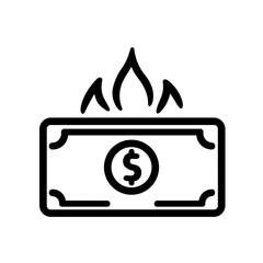 Simple Cash on Fire Burn Money Icon