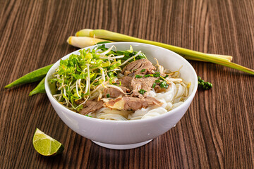 Vietnamese pho bo soup with beef