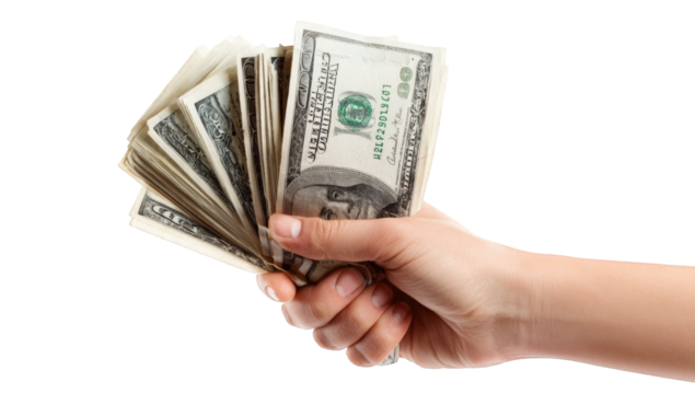 Hand holding a fan of US dollars (12)