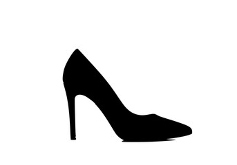 Vector art of elegant black highheel stiletto shoe with pointed toe