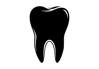 Obraz premium Vector art of black tooth icon for dental and medical designs