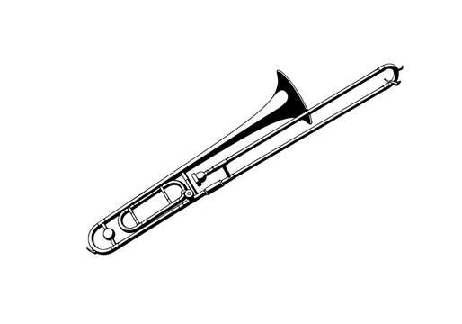 Vector art of vintage trombone musical instrument illustration